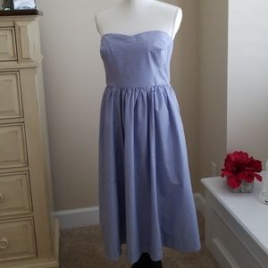 J. Crew Strapless Blue Midi Dress